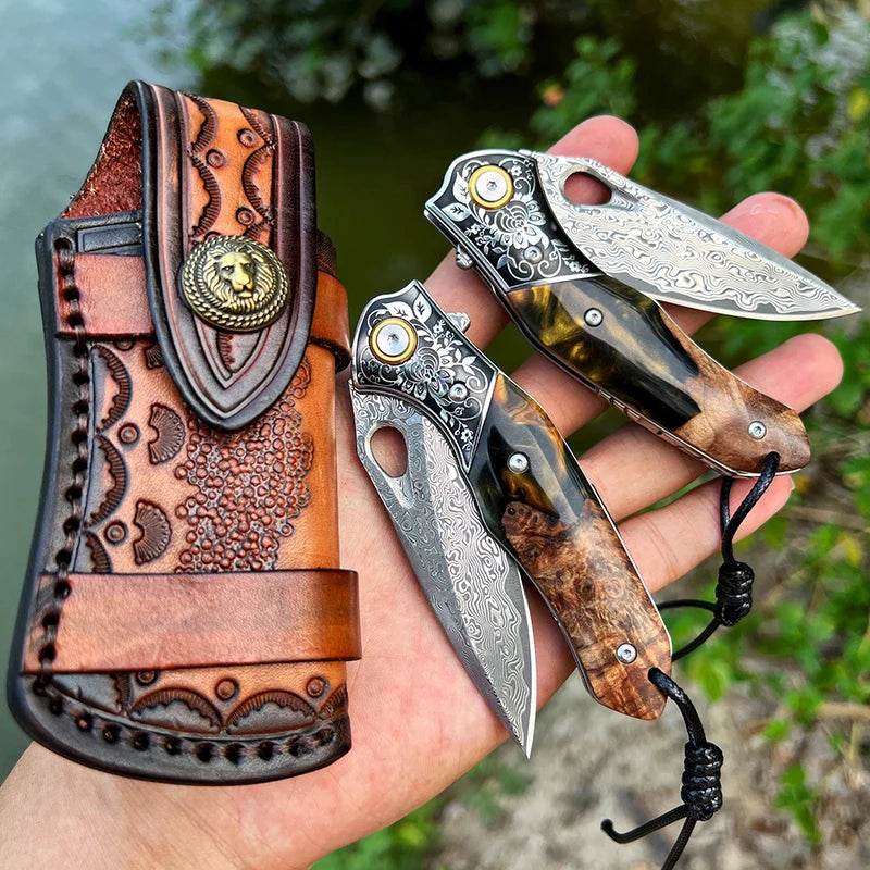 Handgjord fällkniv i damaskusstål • Mamba BY ATENAS™