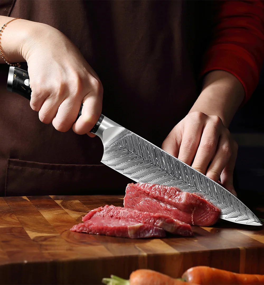 Damascus Steel Hand Forged Chef Knife • Nero by Atenas Blades