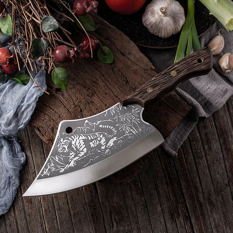 Professional Knife and Hand-Forged Cleaver Combo + 2 Sheaths • King Combo by ATENAS