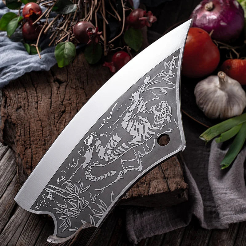 Professional Knife and Hand-Forged Cleaver Combo + 2 Sheaths • King Combo by ATENAS