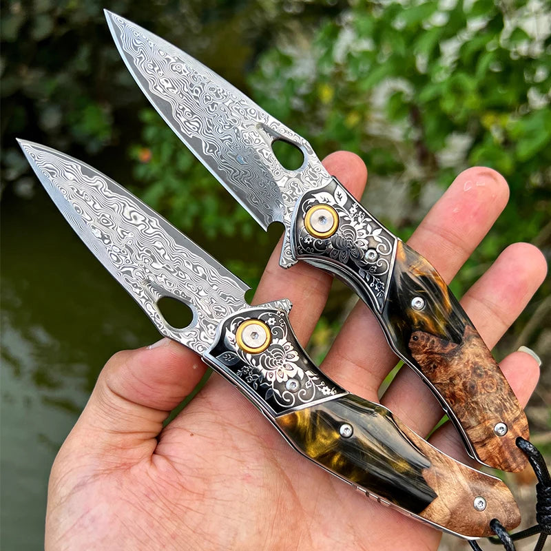 Handgjord fällkniv i damaskusstål • Mamba BY ATENAS™