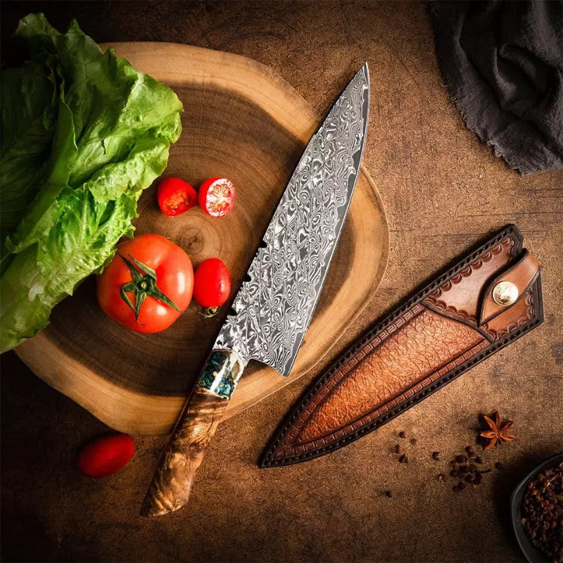 Kockkniv i damaskusstål • Universe by Atenas Blades