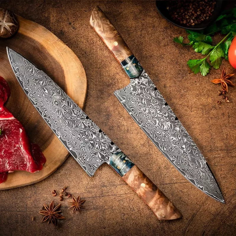 Kockkniv i damaskusstål • Universe by Atenas Blades