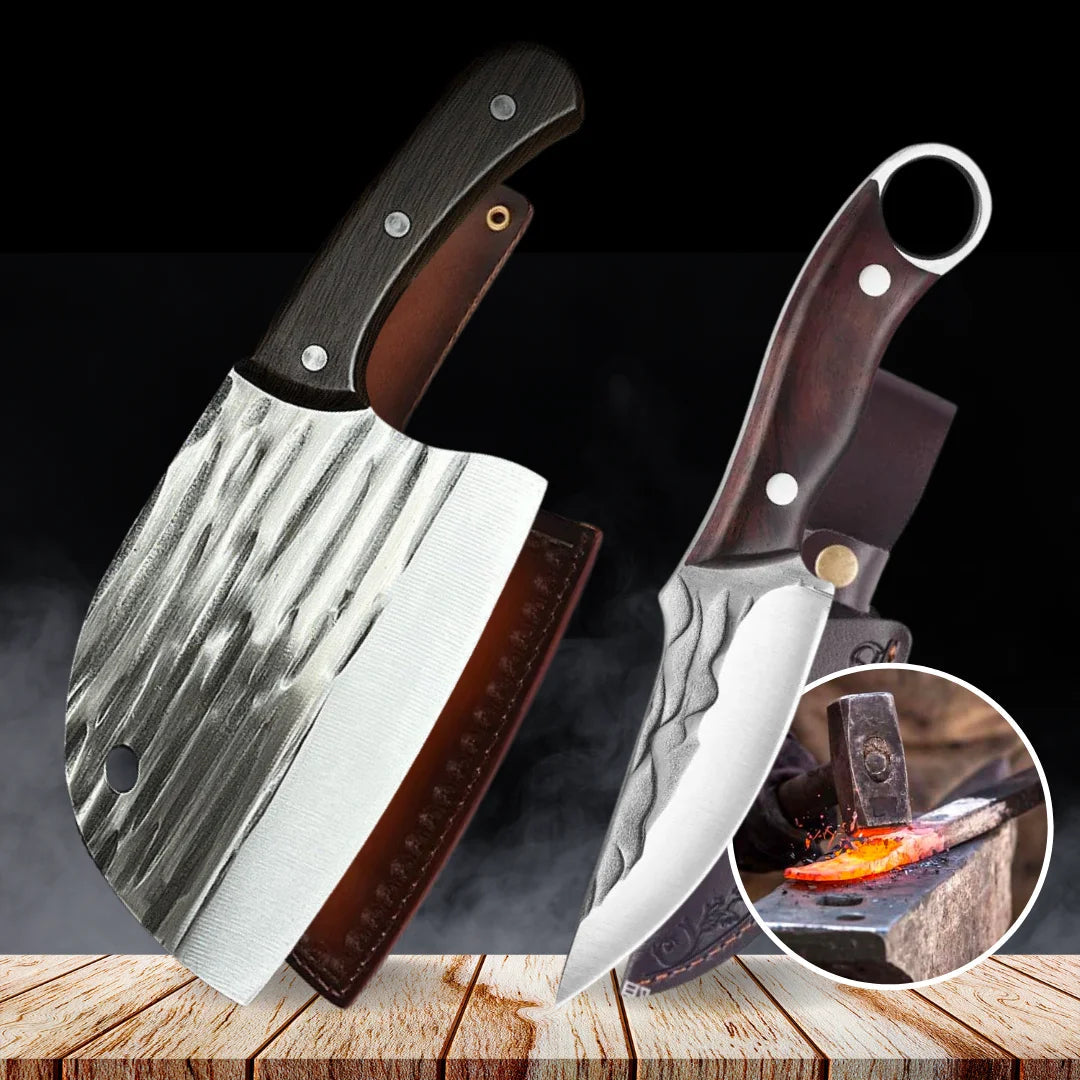 Professional Knife and Cleaver Combo + 2 Sheaths • Master Combo by ATENAS