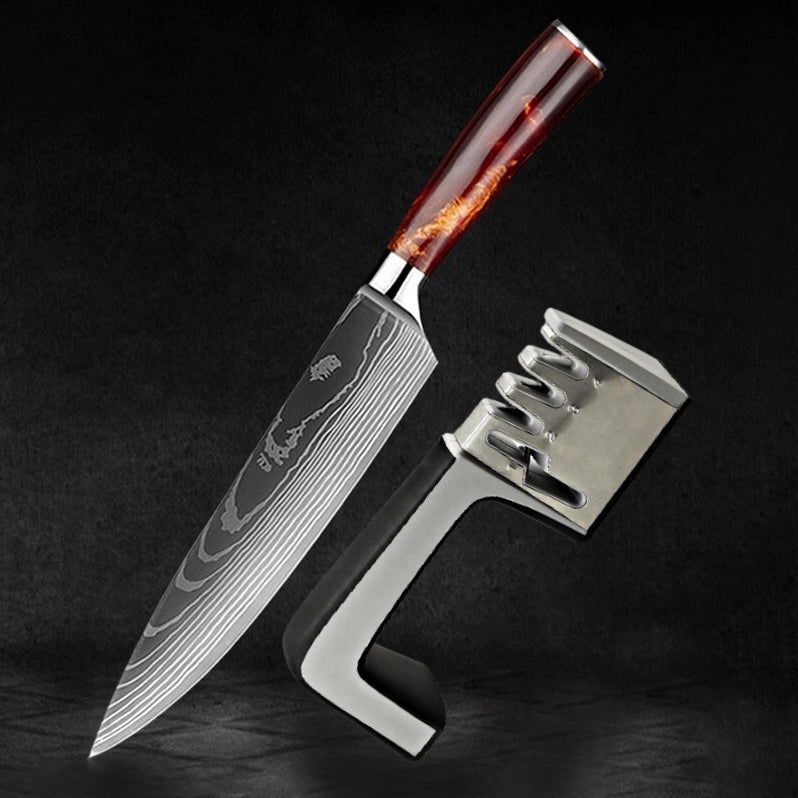 Forged Knife + 4-in-1 Professional Sharpener Set • Fire Edition