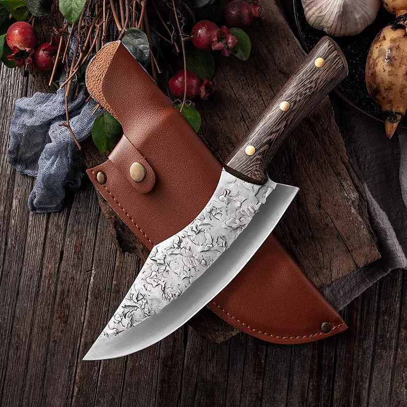 Professional Knife and Hand-Forged Cleaver Combo + 2 Sheaths • King Combo by ATENAS