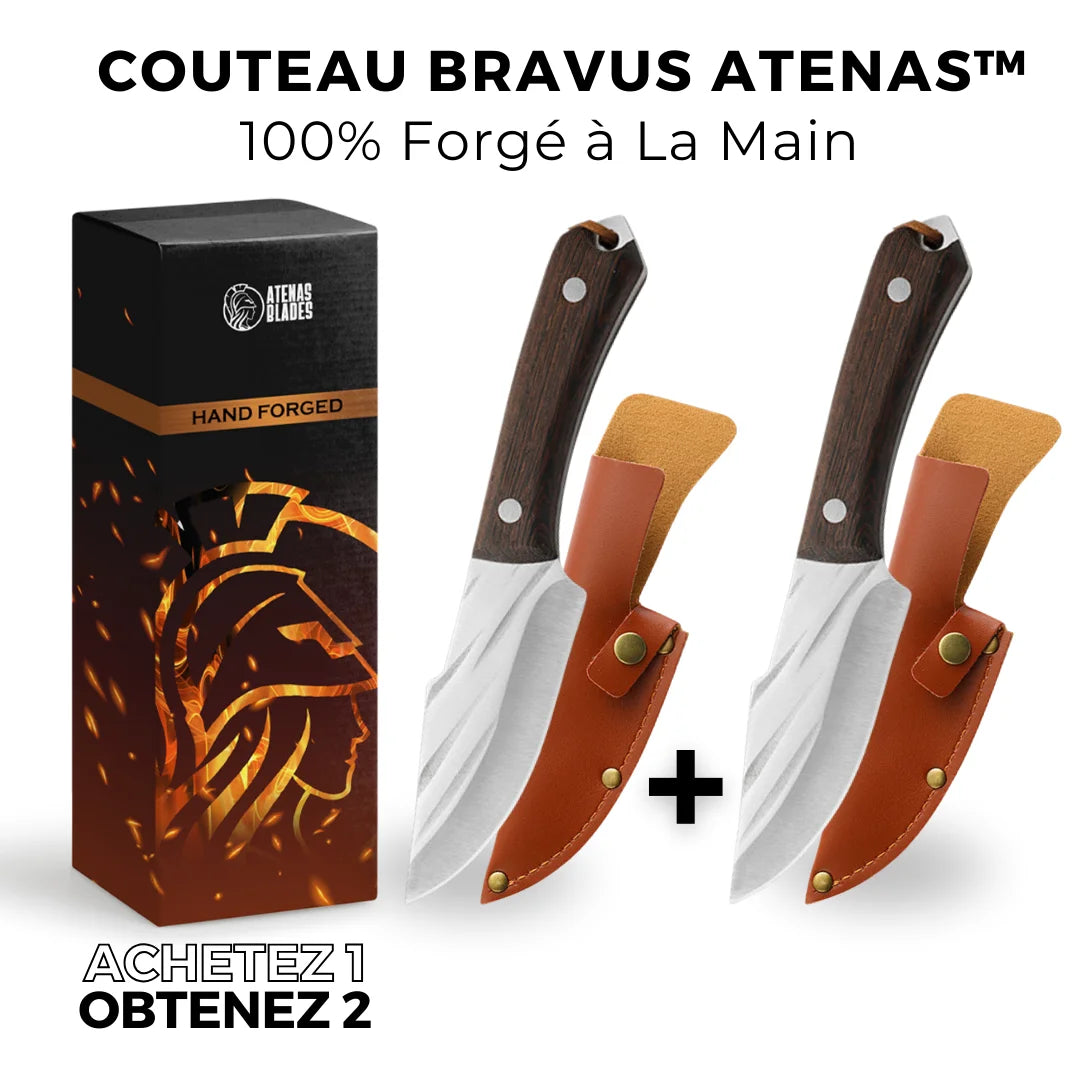 (ACHETEZ 1 OBTENEZ 2) COUTEAU BRAVUS ATENAS™ • 100% FORGÉ À LA MAIN