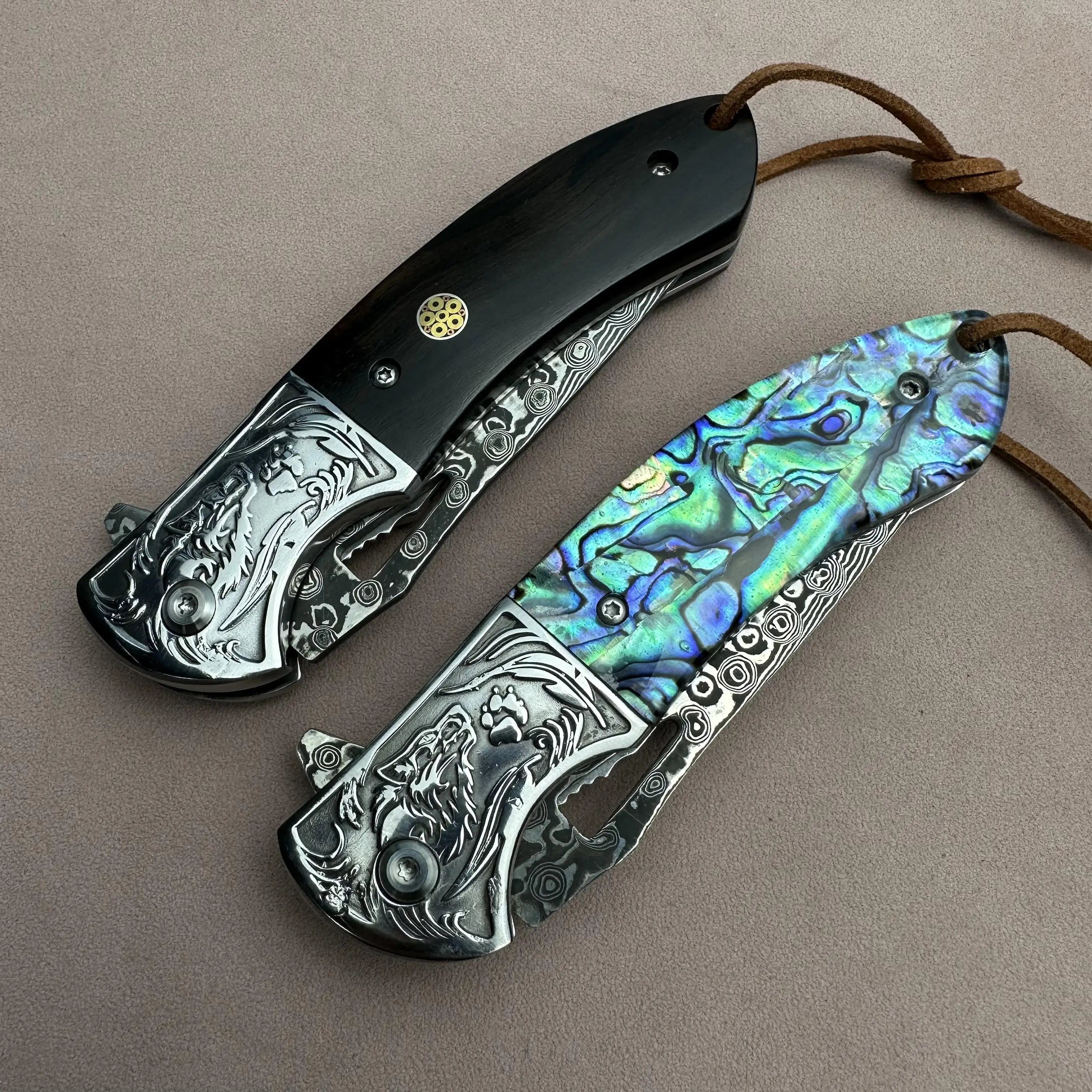 Handcrafted VG10 Damascus Steel Folding Knife • Sand BY ATENAS™