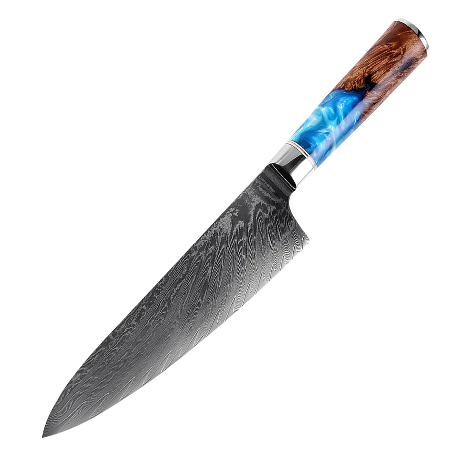 Damascus Steel Chef Knife • Ocean by Atenas Blades